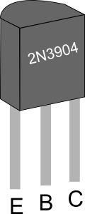 Diagram of a 2N3094 transistor.  Collector (C), emitterr (E), and base (B) are labeled.