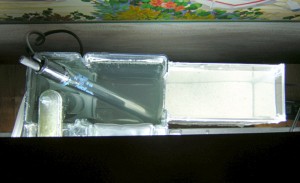 Top view of filter/refugium on a tank running.  I have put sand in the refugium.