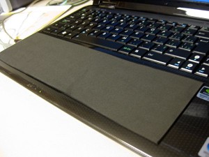 The foam cover that disables my touchpad and acts as a wrist rest.