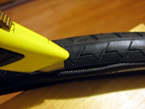 Cut the rubber tire